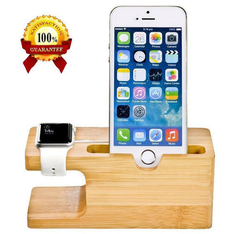 Charger Dock with Watch Bamboo Holder